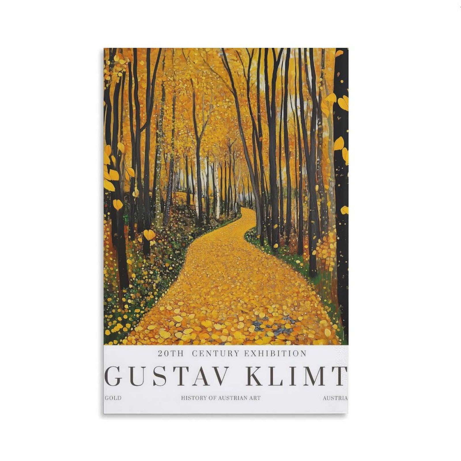 Luihg Unframe-Style Gustav Klimt Forest Poster Art Print, Gustav Klimt Exhibition Inspired Artwork Vintage Oil Painting Wall Art Decor For Living Room Bedroom Office