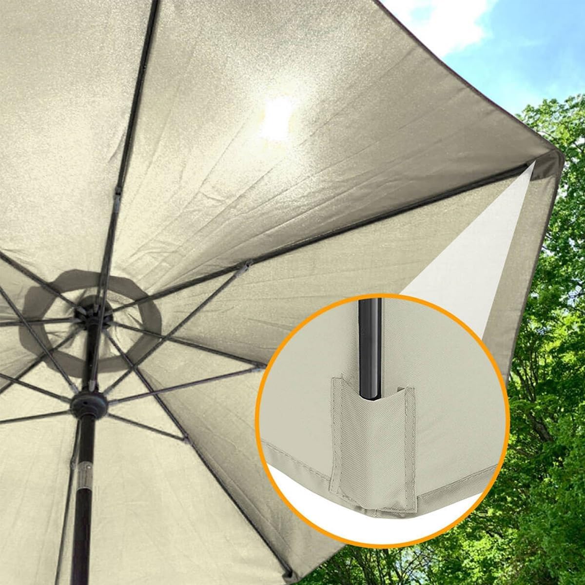 Patio Umbrella Cover 7.5ft/9ft/10ft Replacement Top Canopy, 6/8 Ribs Outdoor Table Market Umbrella Canopy Replacement Top Cover, Parasol Protective Replacement Canvas(Blue and White,13FT 8-Ribs)