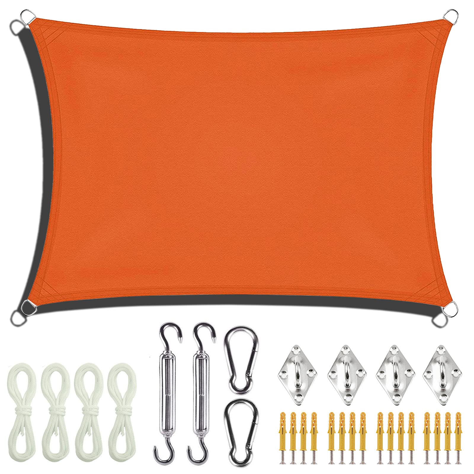 Tenda parasole 3 x 6 m, impermeabile, protezione UV 90%, rettangolare, con kit di fissaggio, per patio, balcone e giardino, protezione per tutte le stagioni