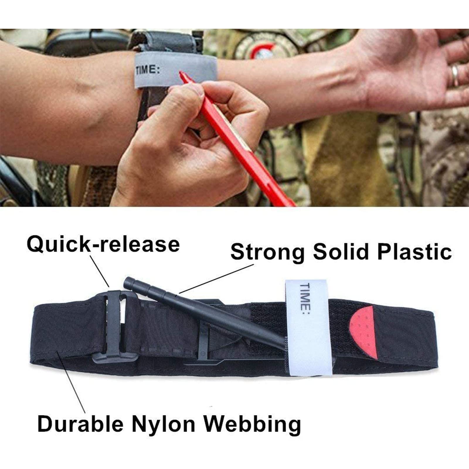 Tourniquets Ehbo-kit, Medische Schaar Pouch, met Bandage Schaar Tourniquet Schaar Zak Voor Auto Voertuig Outdoor Tactische Swat Trauma Kit Stop De Bleed, een Hand Zelf Toepassing (Zwart