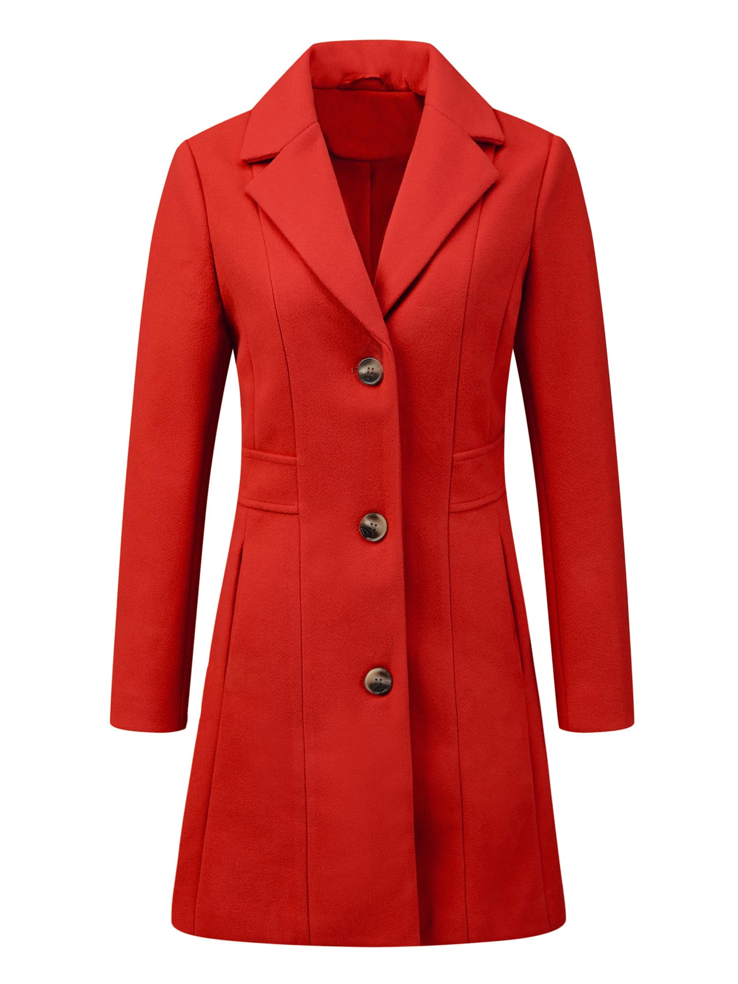 Allegra K Women's Winter Pea Coat 2025 Fall Single Breasted Long Outerwear Trench Coats, Red, M