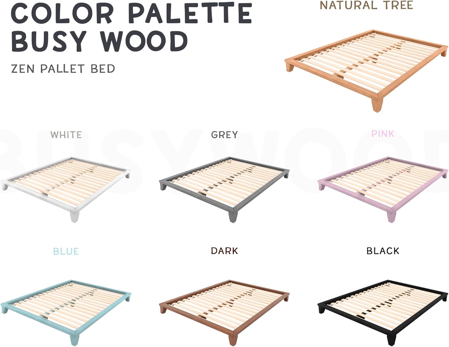 BUSYWOOD Japanese Style Bed Frame - Twin Toddler Bed Frame with Legs - Toddler Full Size Bed - Bed Base Queen - Solid Wood Platform Bed King - Bed Frame Wood - Platform Toddler Bed - Low Bed Frame