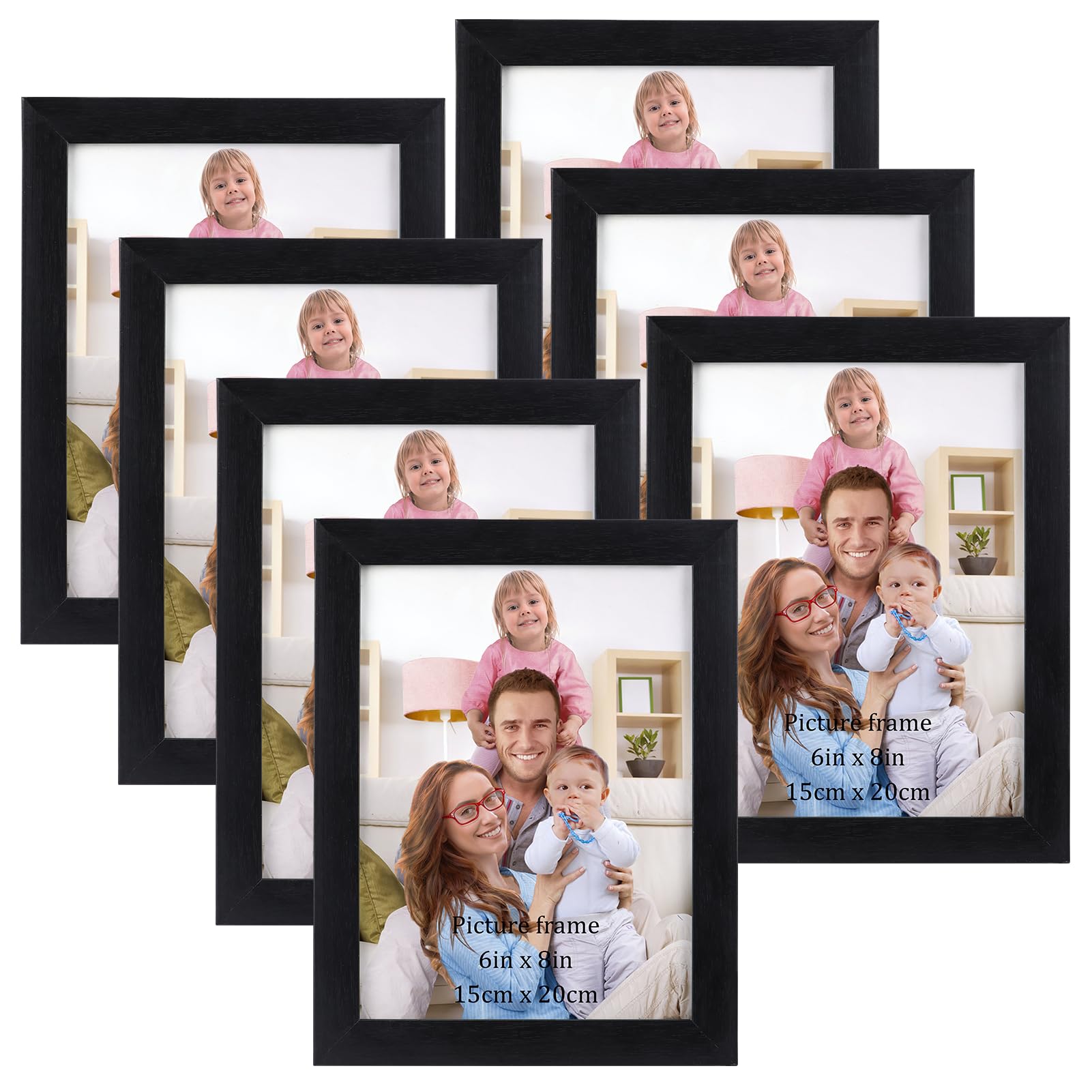 Giftgarden 8x6 Photo Frame Black Picture Frames for Tabletop or Wall Mounting Display Pack of 7, 6x8