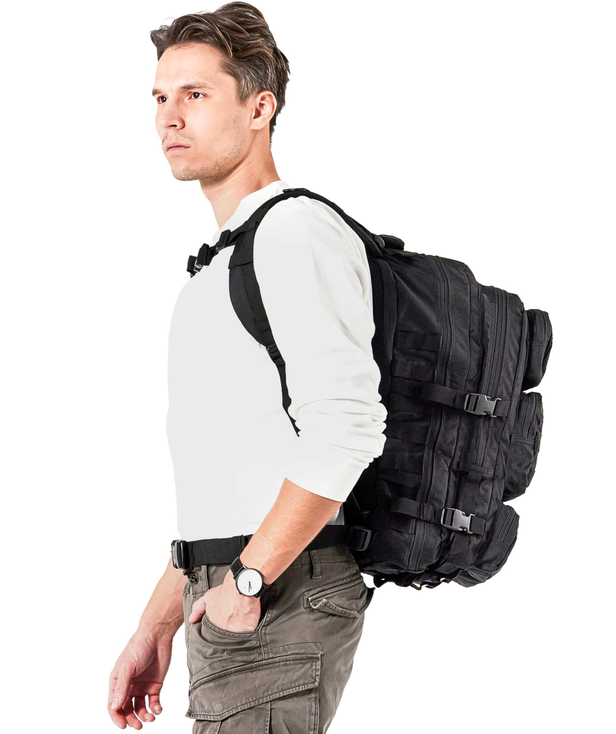 Falko Taktischer Rucksack für Damen und Herren, 50 l, 2,4 x stärker, großer Militär-Molle-Rucksack, Notfall-Outdoor-Rucksack