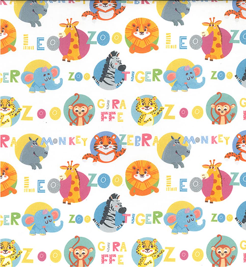 Glamour Secrets Multi Cotton Fabric - Bright Cute Zoo Safari Animals Print - Craft Fabric Material Metre