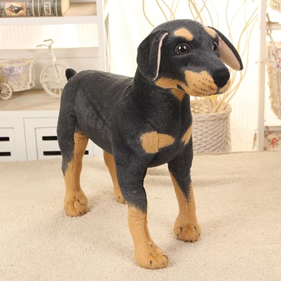 Dog Stuffed Animal - Simulation Standing Black Stuffed Dog, Super Realistic Soft Comfortable Toy for Child Photography Prop 11x11x5