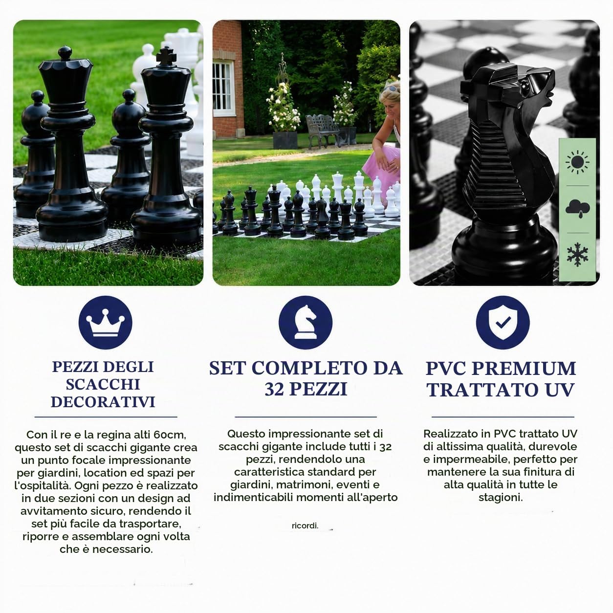 Uber Games Garden Chess Package (30cm) - Perfect Garden Chess Game to Entertain Friends And Family - all Weather And Available to Buy with Storage Options And Large Chess Boards.