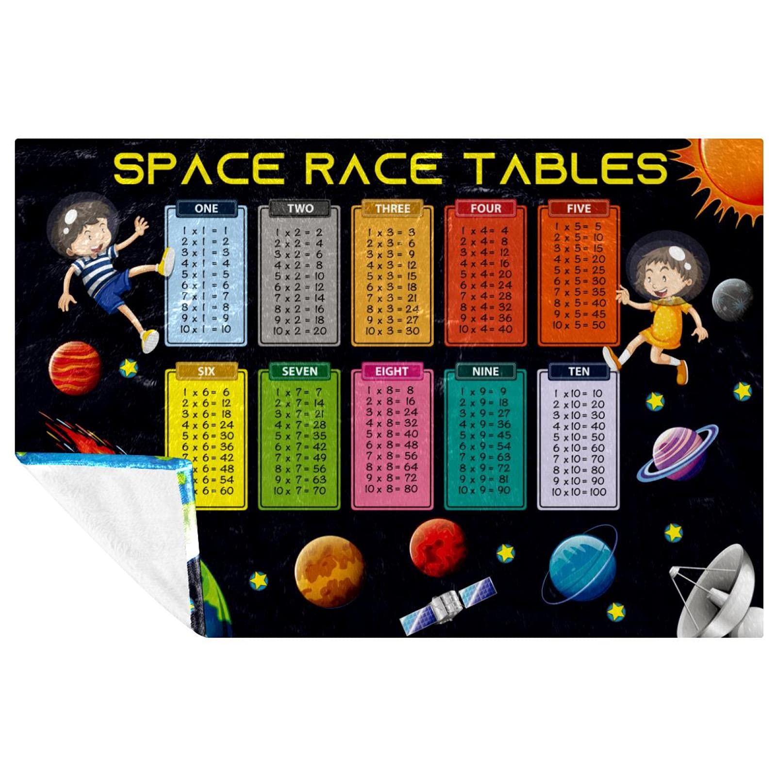 Couverture tables de multiplication anti-froid pour motiver les révisions au lit
