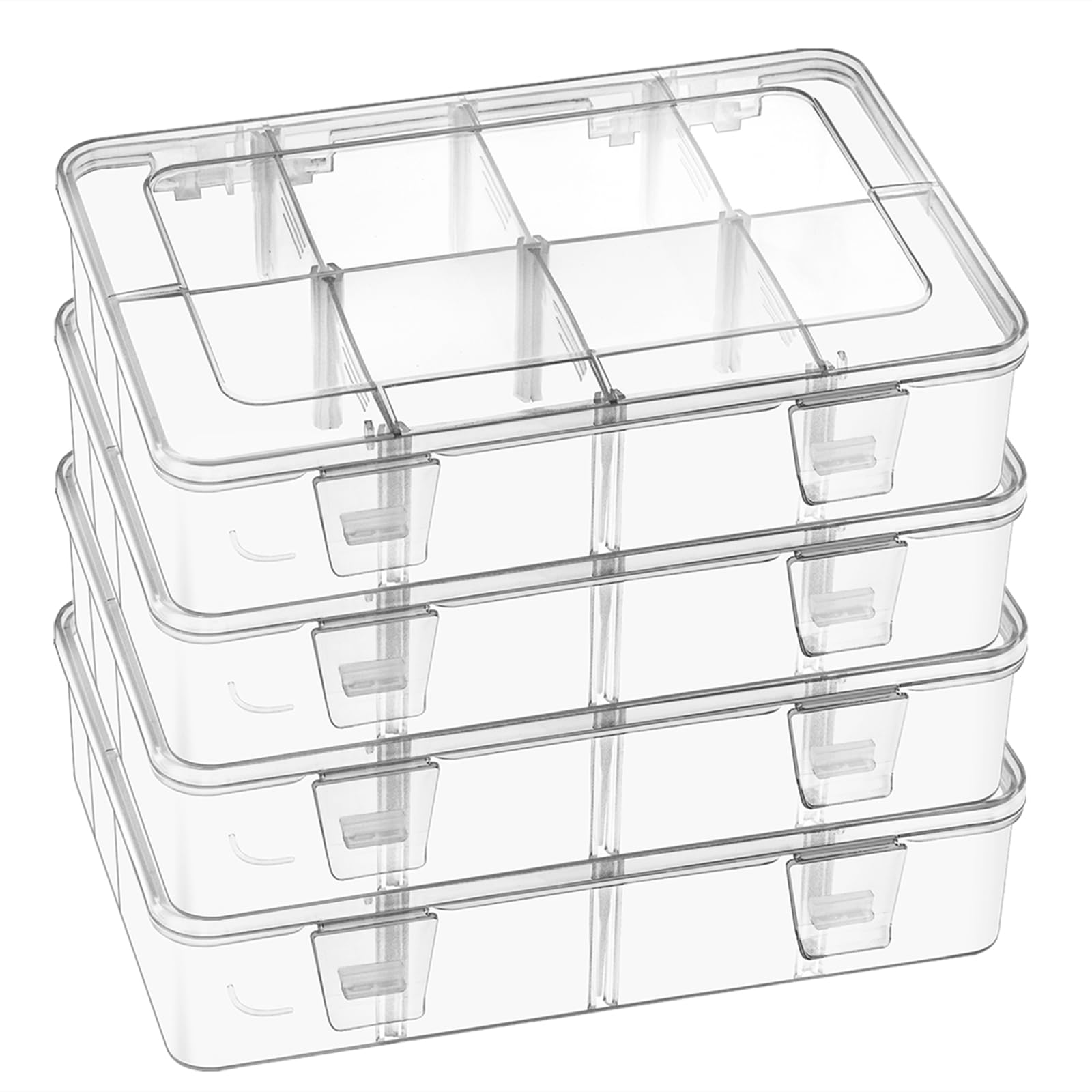 4 Pack 8 Grids Bead Organizer and Small Parts Storage Tackle Boxes