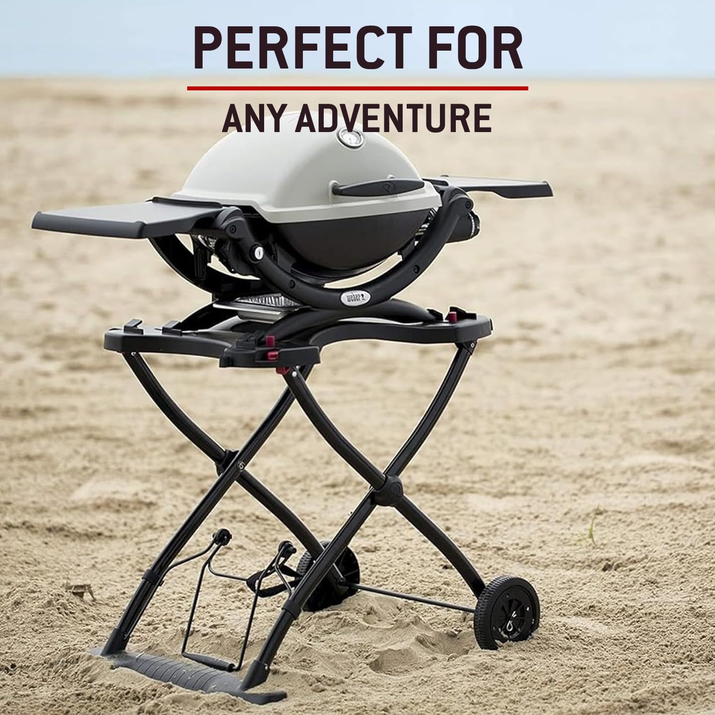 Weber Chariot portable / Pour barbecues à gaz série Q, design pliable avec roues, poignée de transport, 16,5 x 75,5 x 71,5 cm (plié), 63,5 x 53,5 x 71,5 cm (ouvert)
