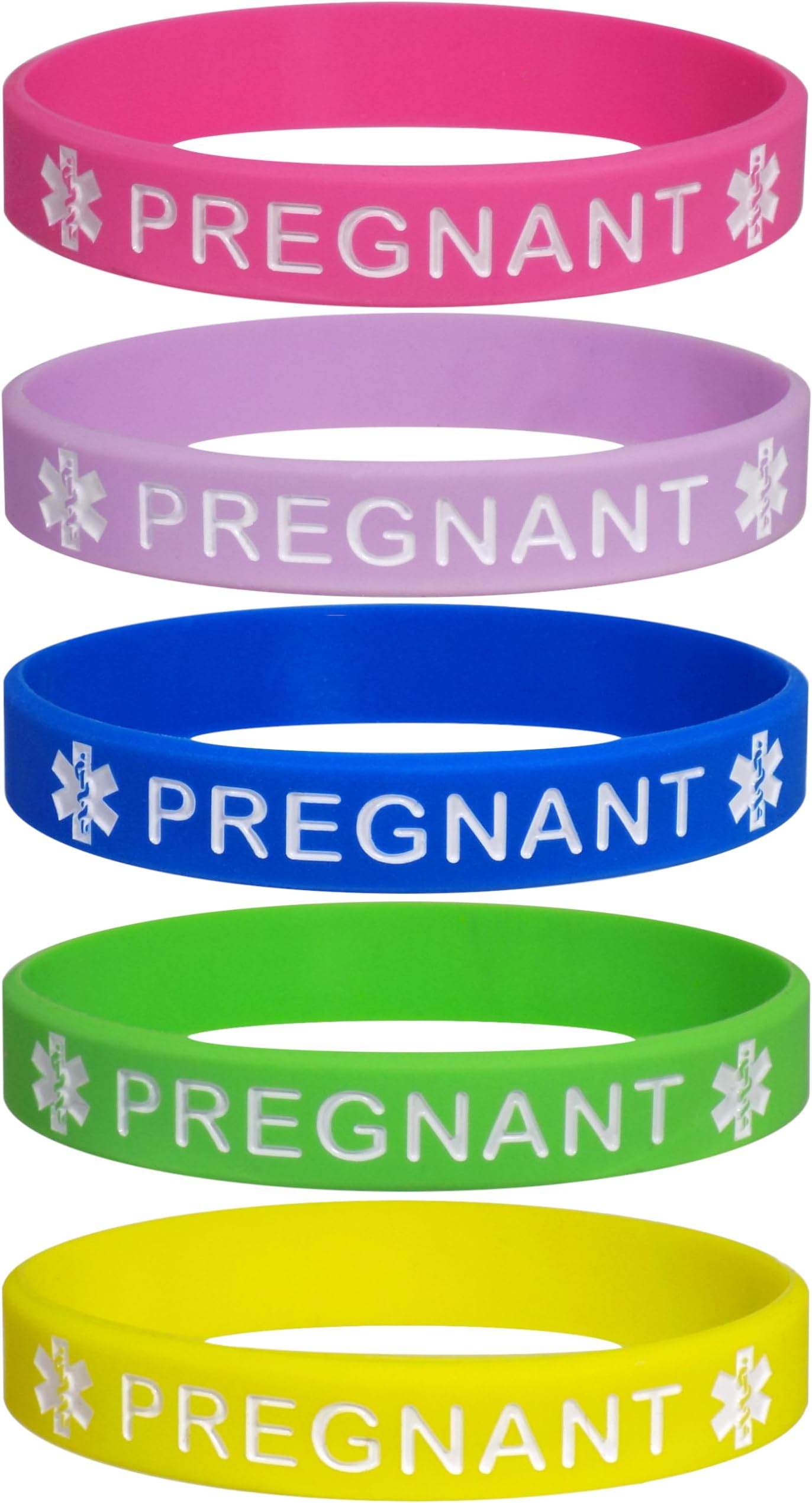 PREGNANT Medical Alert ID Silicone Bracelets (5 Pack)