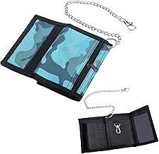 Children's Slim Wallet Boys Wallet Children with Chain Clip Zip Foldable Triple Children's Purse Children's Purse Boys Wallet for Teenagers Boys Men, b, European and American