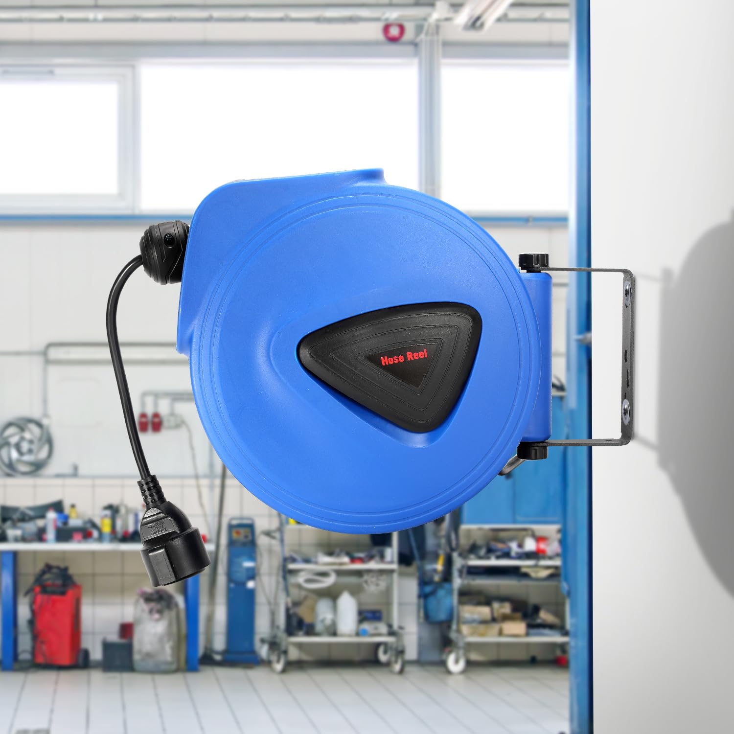 Avvolgicavo automatico, 20 m + 1,5 m, montaggio a parete, girevole a 180°, avvolgicavo automatico per officina e stoccaggio, con funzione di arresto, spina singola