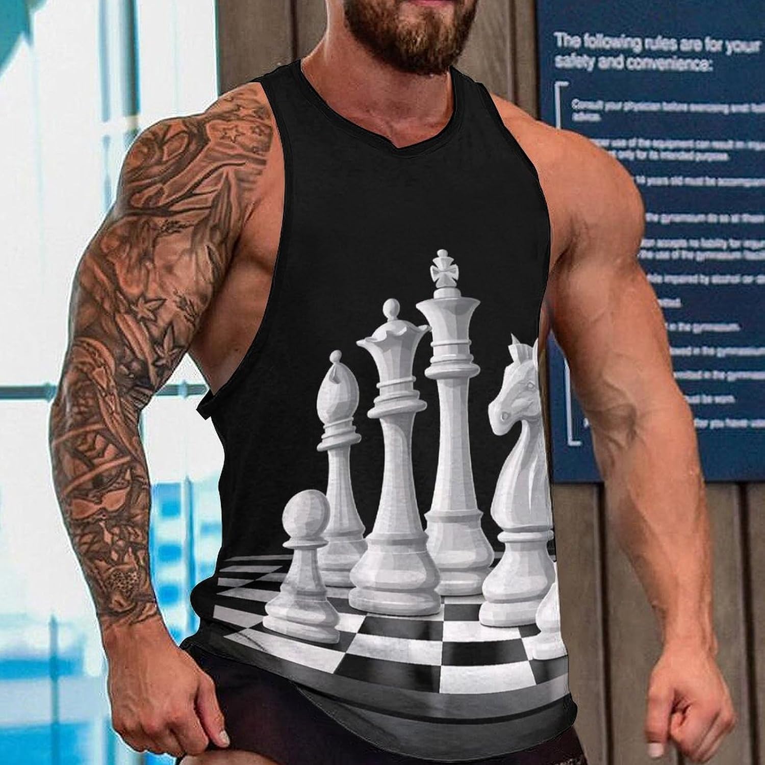 Chess King Queen Knight Mens Breathable Printed Tank Top 5XL