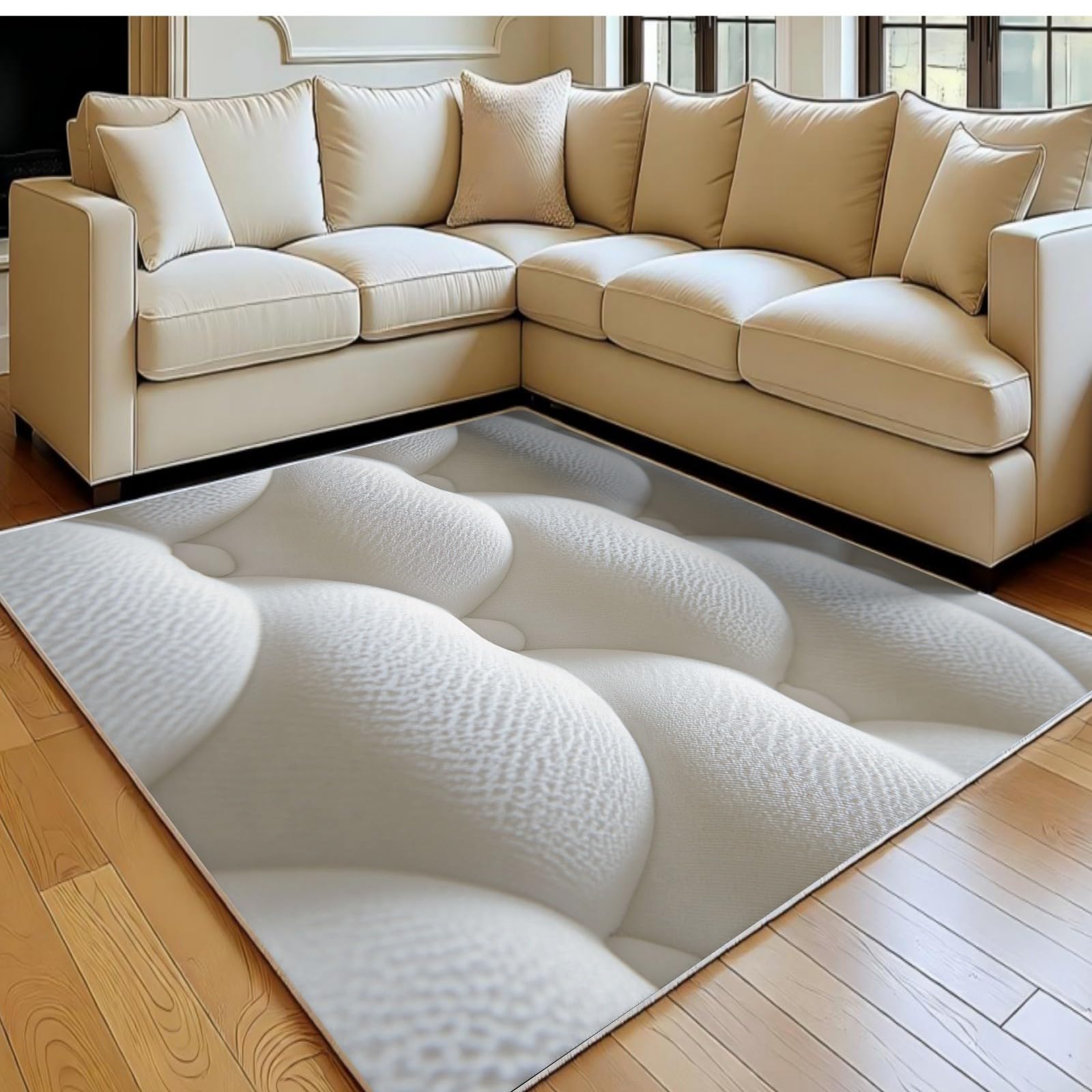 Tapis lavable en machine 120x180 blanc anti-tache pour salle à manger