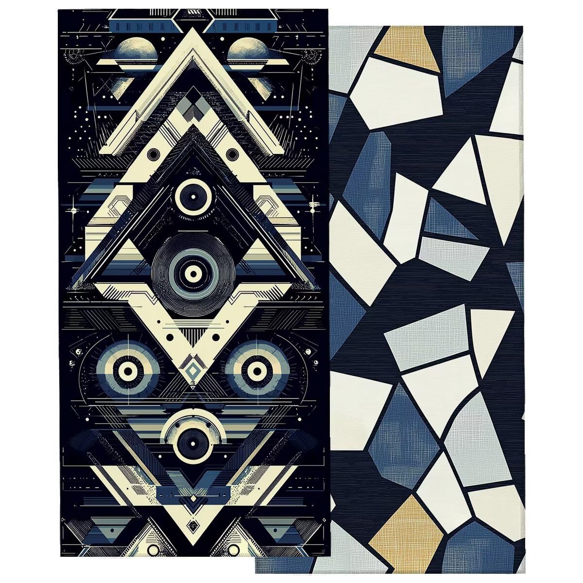 Strandtuch XXL 90x180cm 2er Set, Saunahandtuch Mikrofaser Handtuch, Schnelltrocknend Sporthandtuch Fitnessstudio, Leicht Badehandtuch Groß, Sandfrei Strandtuch, Geschenke für Männer (Geometrie) -4189