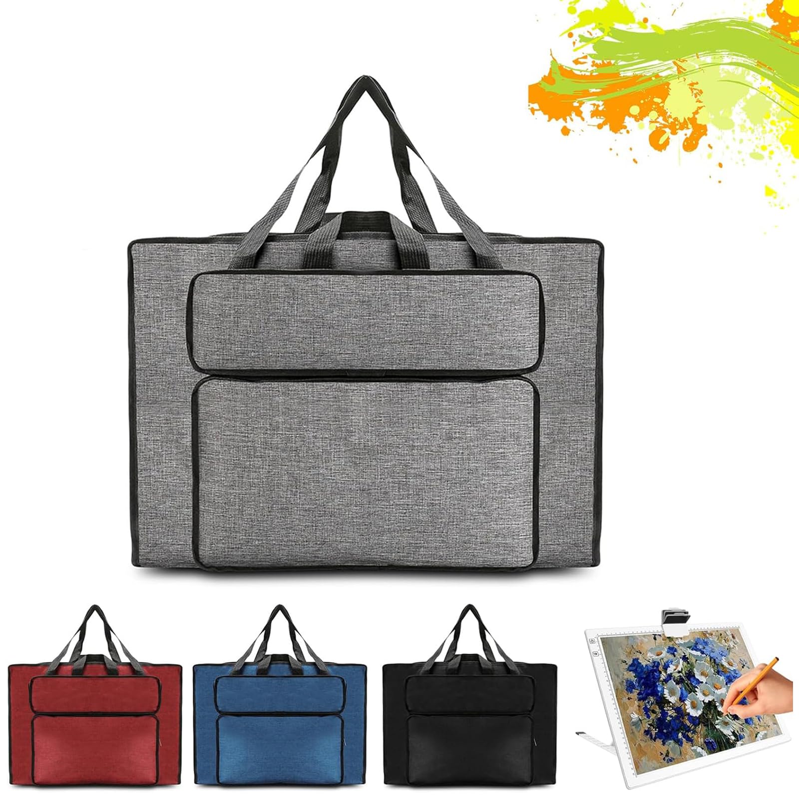 MeYuxg Borsa da Pittura Impermeabile, Cartella Portadisegni per Artisti e Studenti d'Arte (Grigio)