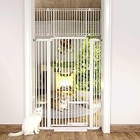 Vista 8 de Puerta extra alta para gatos de 55.11 pulgadas, 29.5-40.6 pulgadas de ancho, puerta para mascotas con puertas para gatos, kit de montaje a presión