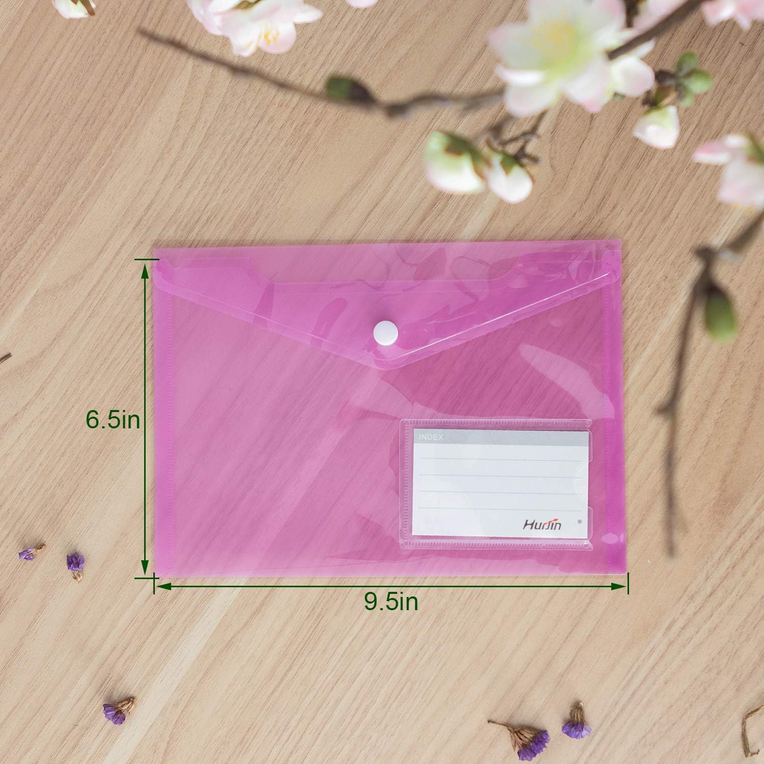 48 Pack A5 Poly Envelope Folder with Snap Button, CertBuy Clear Plastic Envelopes Plastic Document Envelope for School,Home, Work, and Office Organization, 6 Assorted Colors