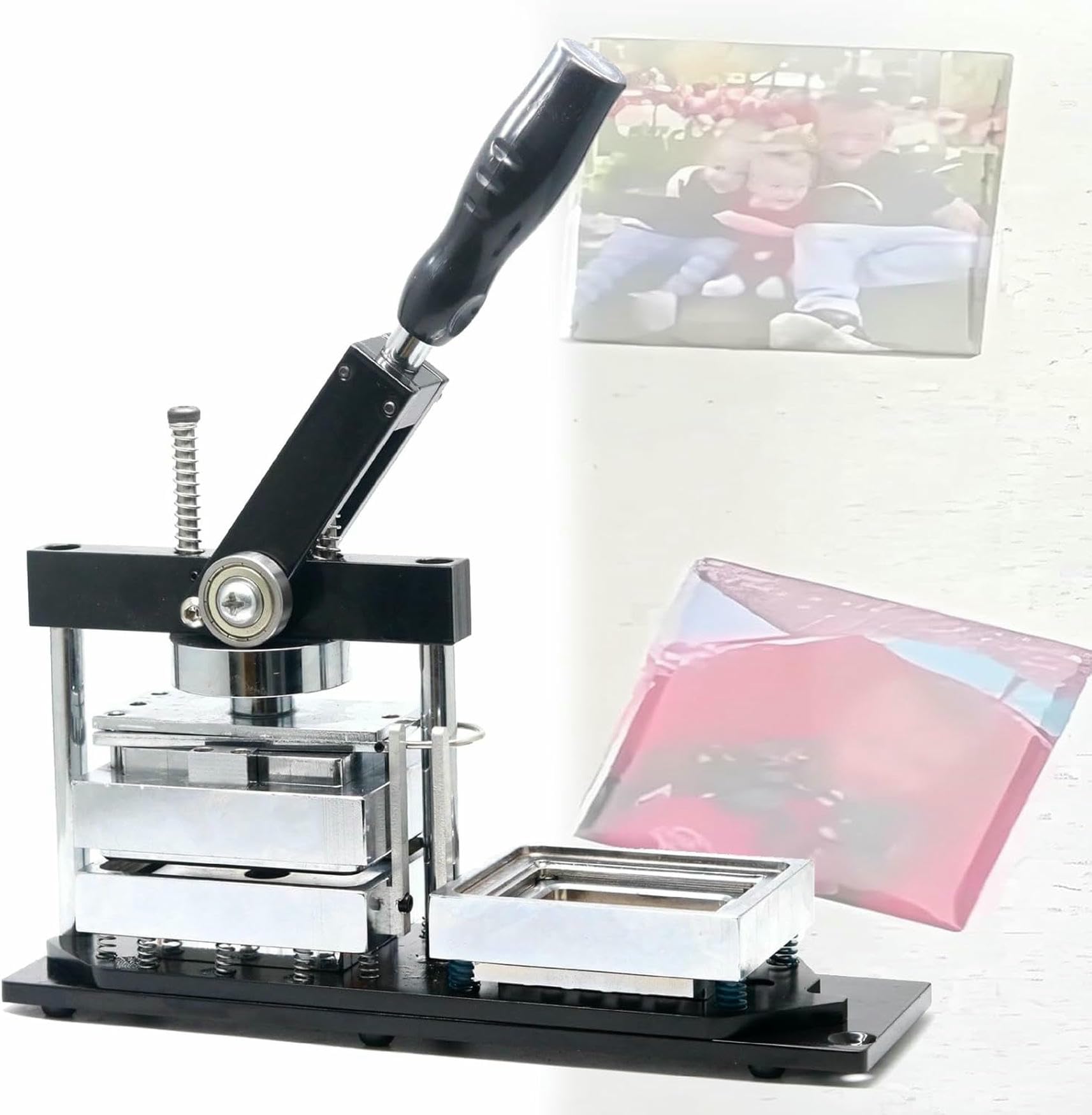 JKJZSALJ Badge Maker Machine,Kit To Create Rectangular Badges With 100 Component Games,Machine To Create Badges For Flags With Image,Gift Buttons And Equipment Badges,90 × 65Mm,90×65Mm,80×53mm