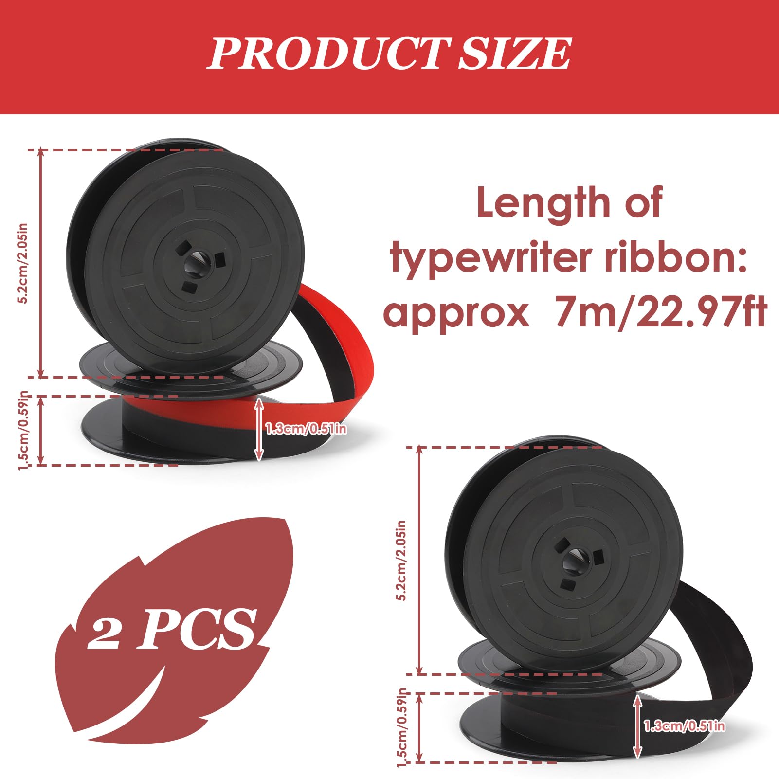 Nastri Per Macchina Per Scrivere - 2 Pezzi, Nero E Rosso, Doppia Bobina Nylon, Compatibile Con Olivetti - Foto 3