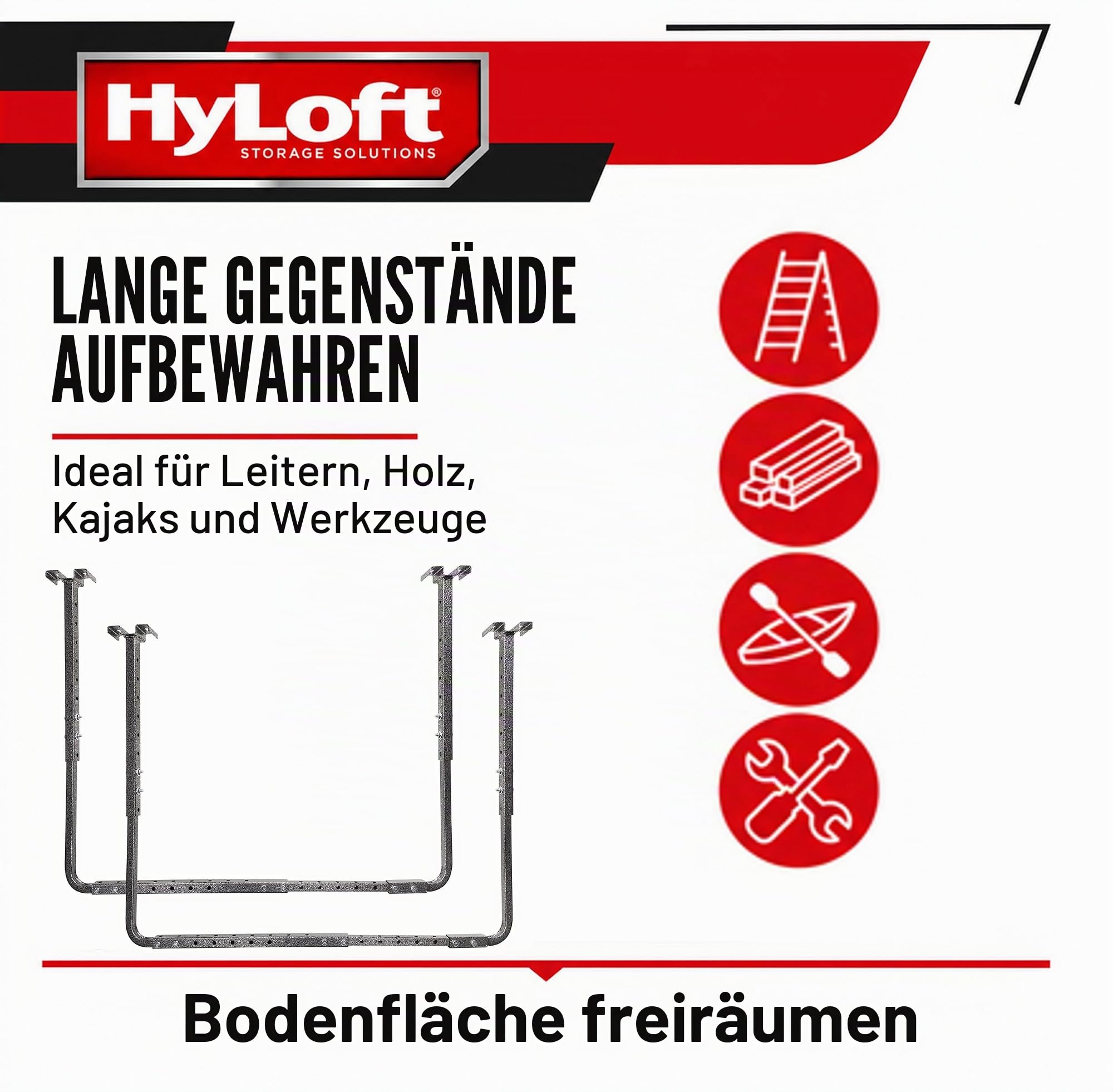 HyLoft 80844-10 86,4 x 66 cm Verstellbare Garagen-Deckenhalterung Lagerregal Kit – Hammertone