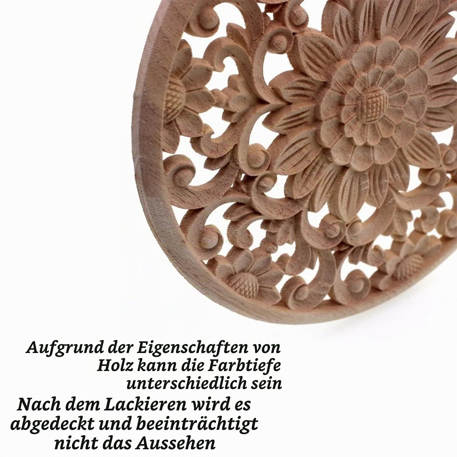 Holzornament Blumen Schnitzerei Verzierung Holzornamente für Möbel Vintage Applique Frame Ornament Schnitzerei Ornament Holz Ornamente für DIY Handwerk Bemalen Färben Verzierung Schrank Tür Fenster Küche, Haushalt & Wohnen
