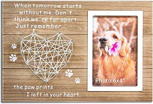 VILIGHT Dog and Cat Memorial Gifts - Paw Prints Sympathy Picture Frame for Pet Loss - 4x6 Inches Photo