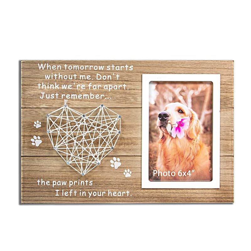 Porta-Retrato Memorial para Cães e Gatos VILIGHT em Madeira com Coração Artesanal 10,16 x 15,24 cm