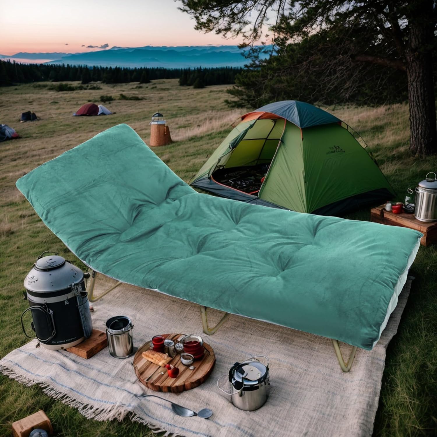 Folding Camping Cot Pad - Portable & Comfortable Outdoor Sleeping Mat with Elastic Strap, Lightweight Waterproof Bottom Mattress Pad