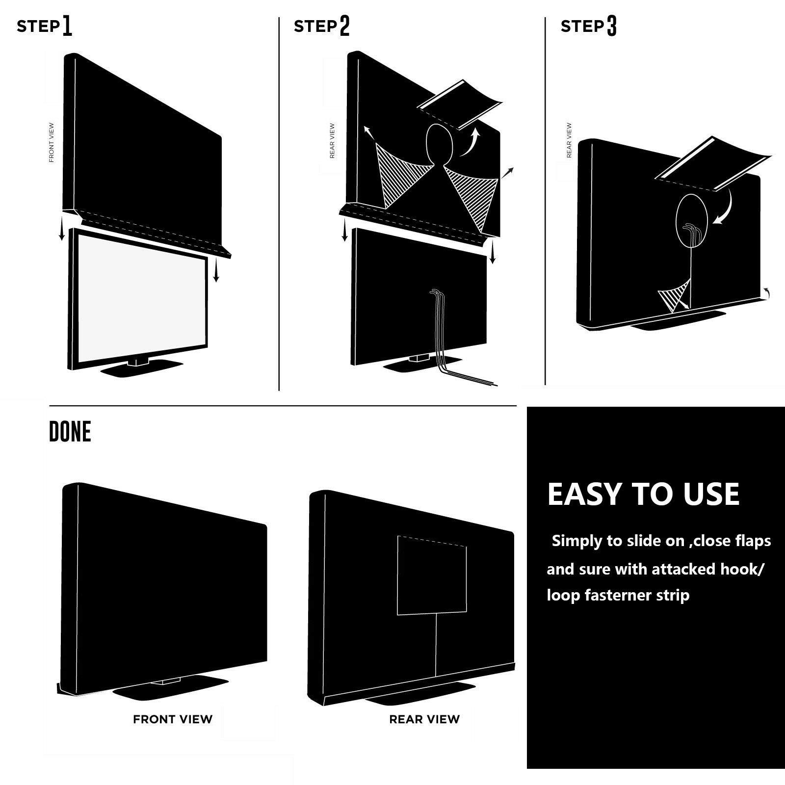 Mayhour, copertura per TV da esterni, resistente, impermeabile, con guarnizione inferiore, resistente al calore, resistente alle intemperie, antipolvere, anti UV, resistente ai raggi UV (60-65 cm)