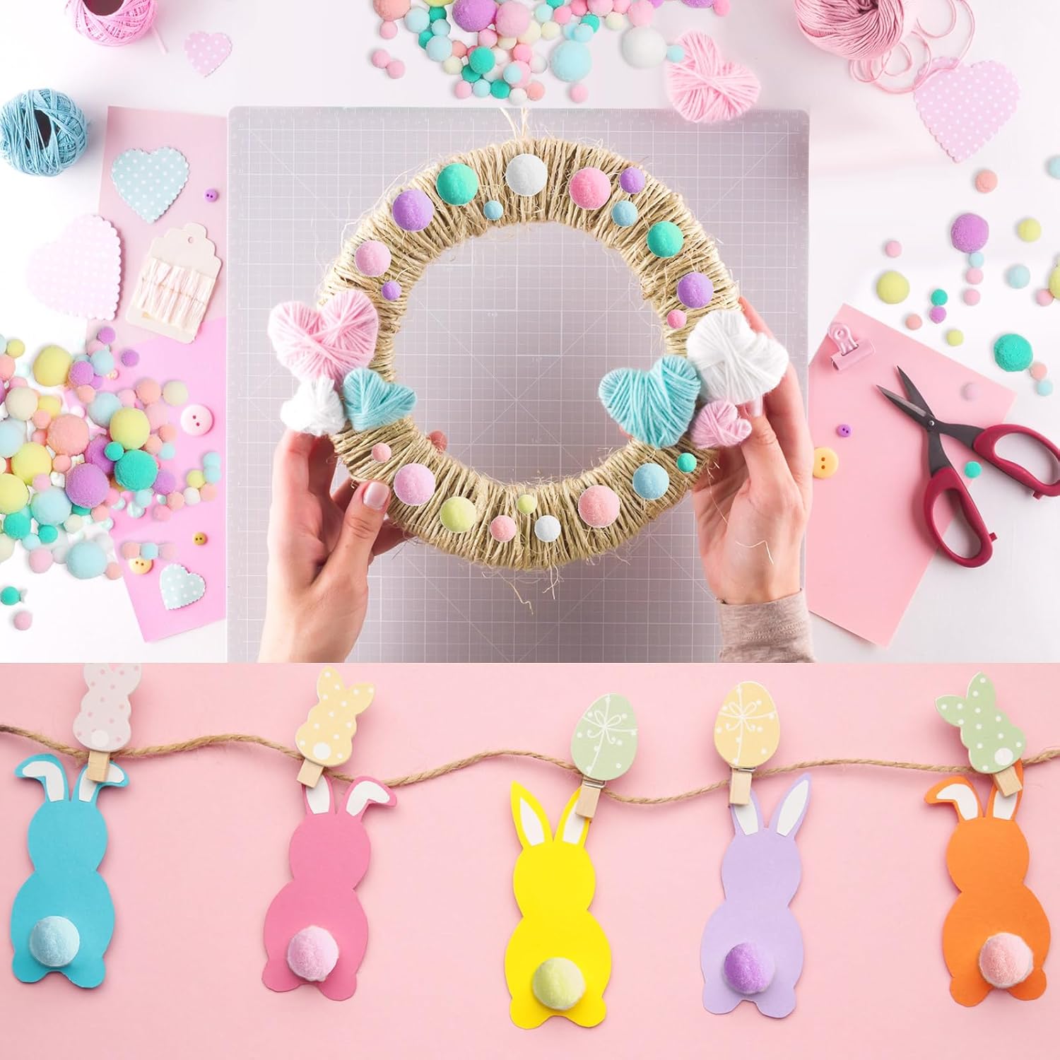 Tegeme 1200 Pcs Pom Poms Balls for Crafts Home Office Garlands Decor(Pastel)