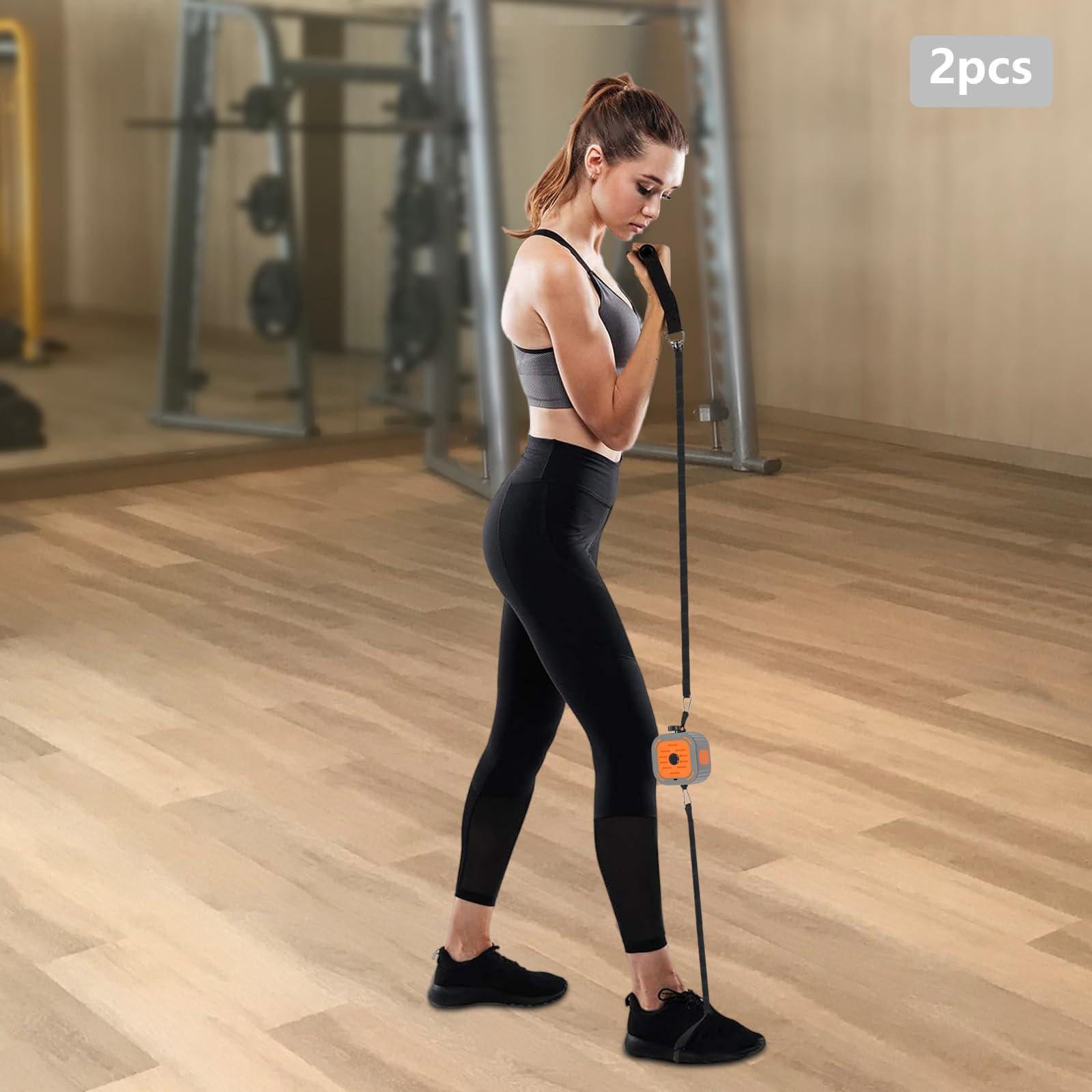Set di 2 fasce per allenamento fitness con manici e motori, elastici, fascia di resistenza regolabile per allenamento di forza, fasce di allenamento e pompa, per fitness a casa