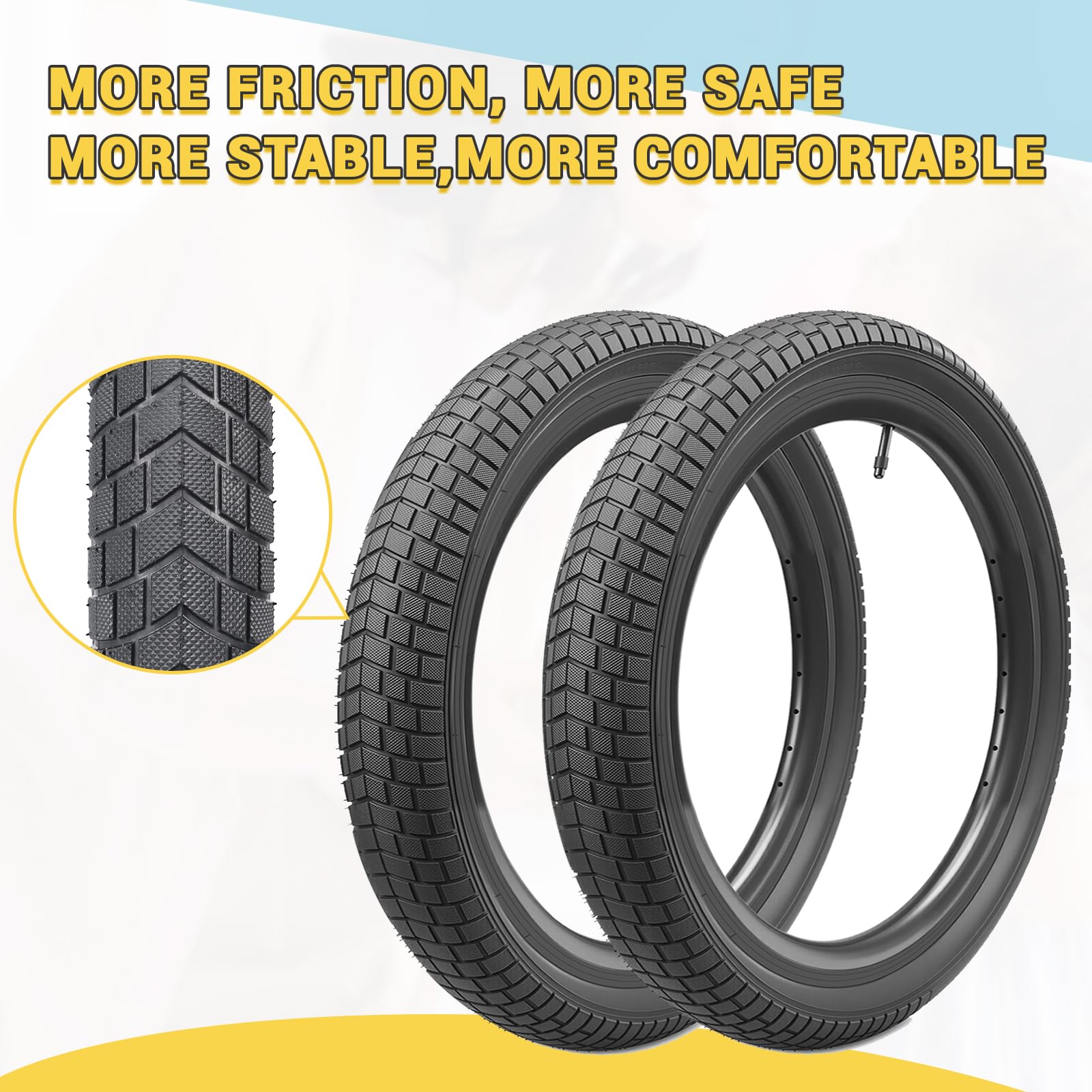 Pneumatici per bici 14/16/20 x 2,125, confezione da 2 pneumatici per bici da 14/16/20, pneumatici di ricambio pieghevoli, adatti alla maggior parte delle persone