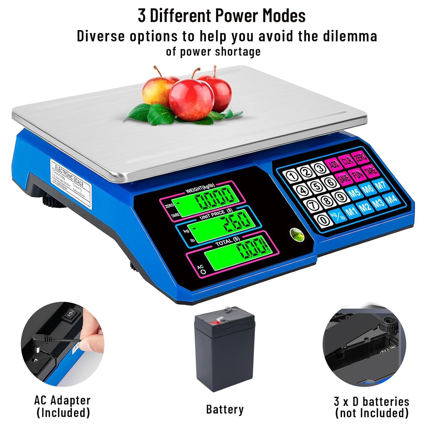 Price Computing Scale?SKEAP DS100 30kg/66 LB Digital Commercial Food Scale,Electronic Meat Scale for Farmers Markets, Retail Outlets, Supermarkets, Blue
