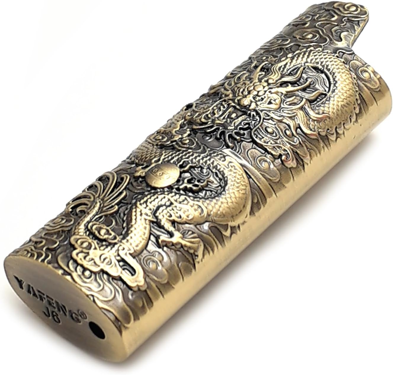 Metal Lighter Case Cover Holder Vintage Dragon Engraving for BIC Full Size Lighter J6