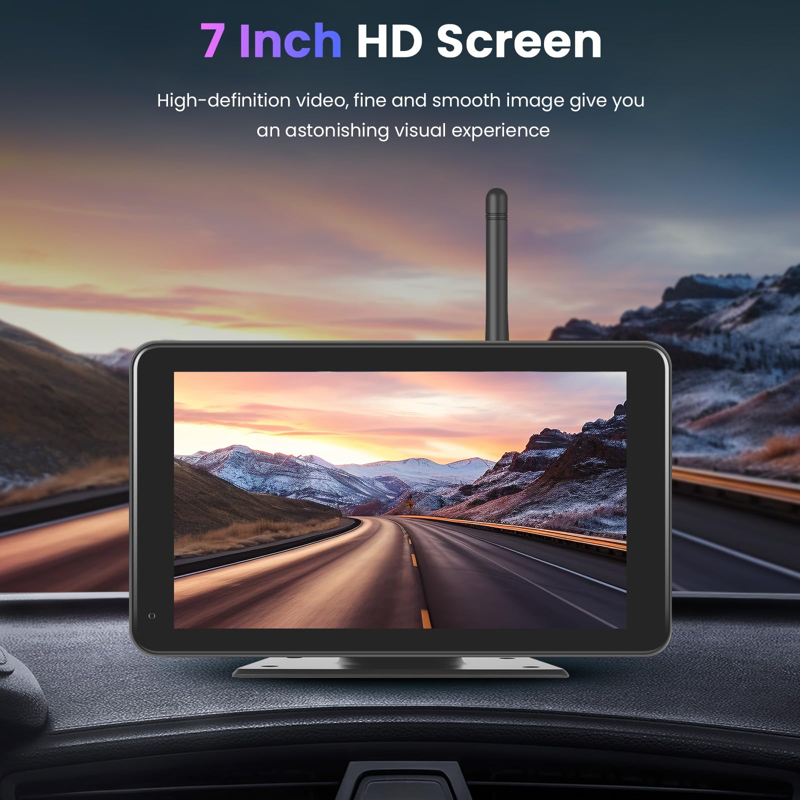 Inefala Telecamera Retromarcia Senza Fili con Monitor HD IPS da 7 Pollici, Targa Retrocamera per Auto Visione Notturna IP68 Impermeabile Telecamera Posteriore per Auto Camion SUV Furgoni 12-24V