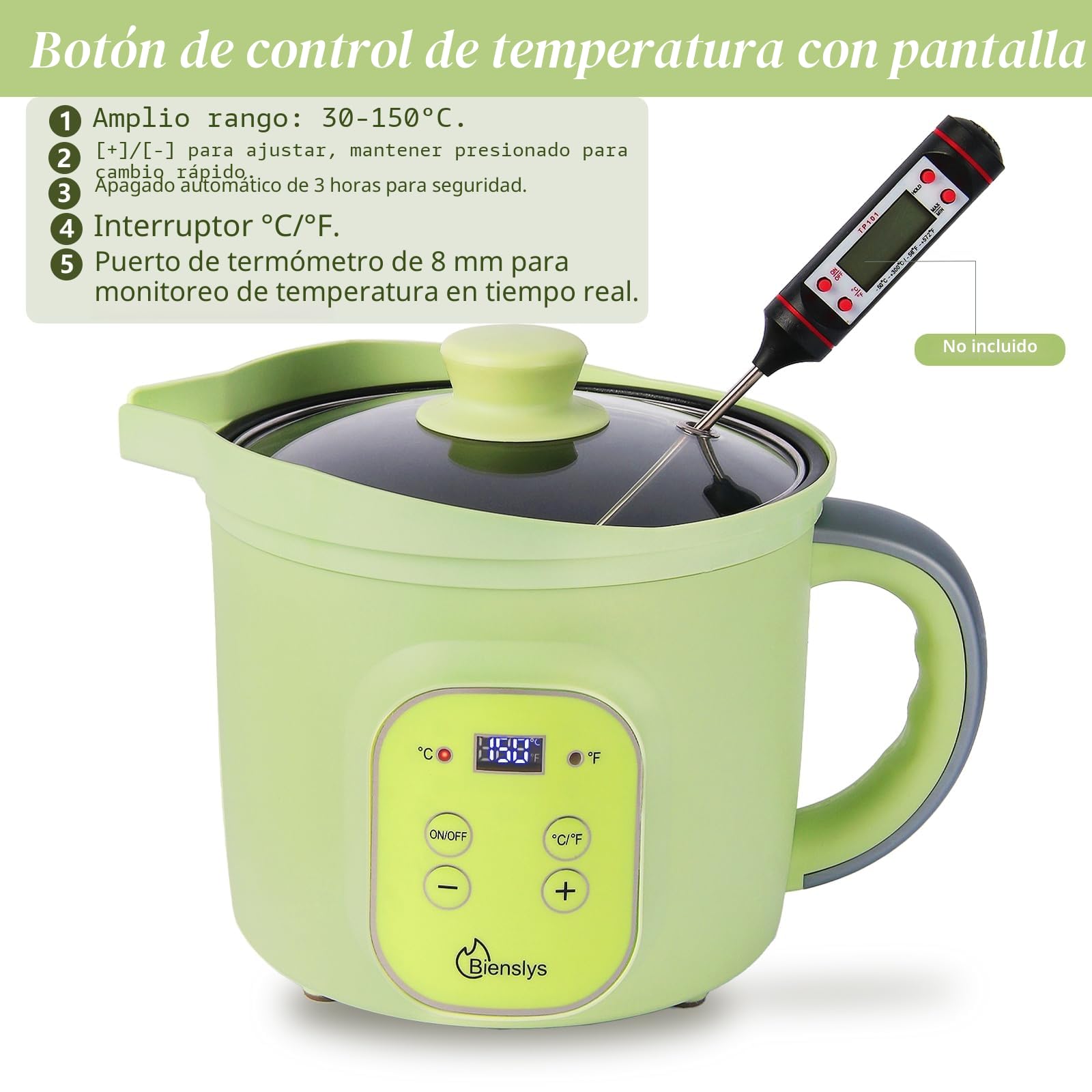 Derretidor de Cera Eléctrico para Fabricación de Velas, Olla de 1.5L con Control Preciso de Temperatura (30-150°C), Revestimiento Antiadherente y Pico Antigoteo para Cera de Soja, Jabón y Manualidades