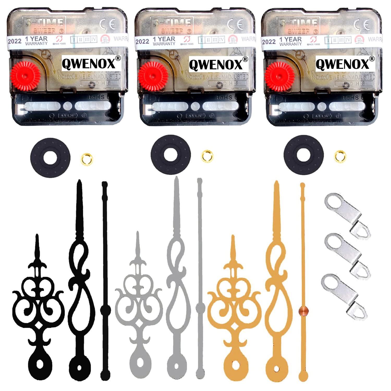 QWENOX® A Product of SONAM Sweep & Silent Movement Machine for Wall Clock (Made in India 100%) (4 Black,Silver,Gold)-image-6