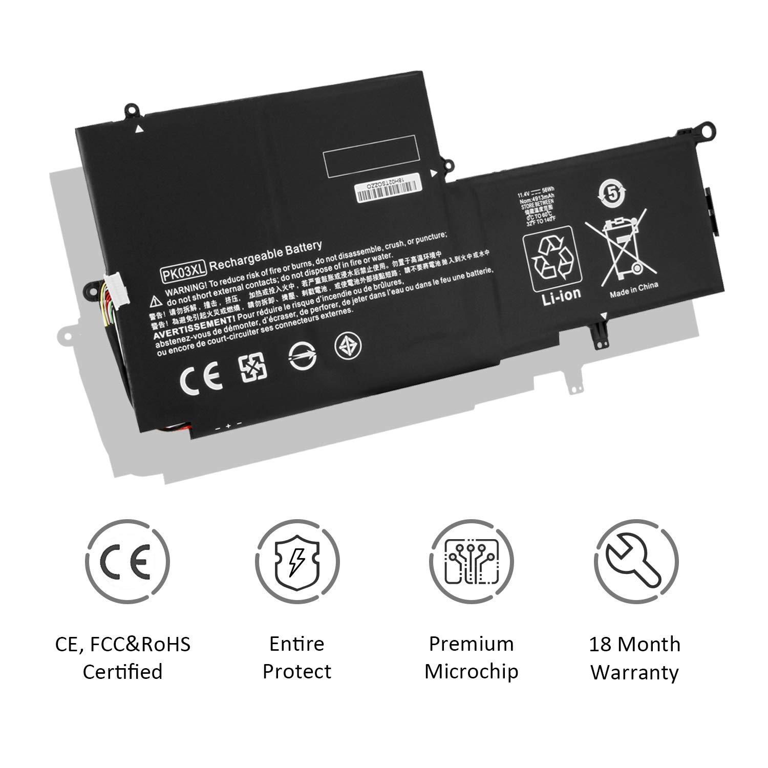 OPAHUTER PK03XL PK03 Laptop Akku für HP Spectre 13 Pro X360 G1 G2 13-4000 13-4100 13-4200 4050na 4009na 4132ng 4230ng 4231ng 4159ng 4104ng 4105ng 4102ng 4230ng 4151ng 4156ng 4105ng 4104ng 13-4003dx