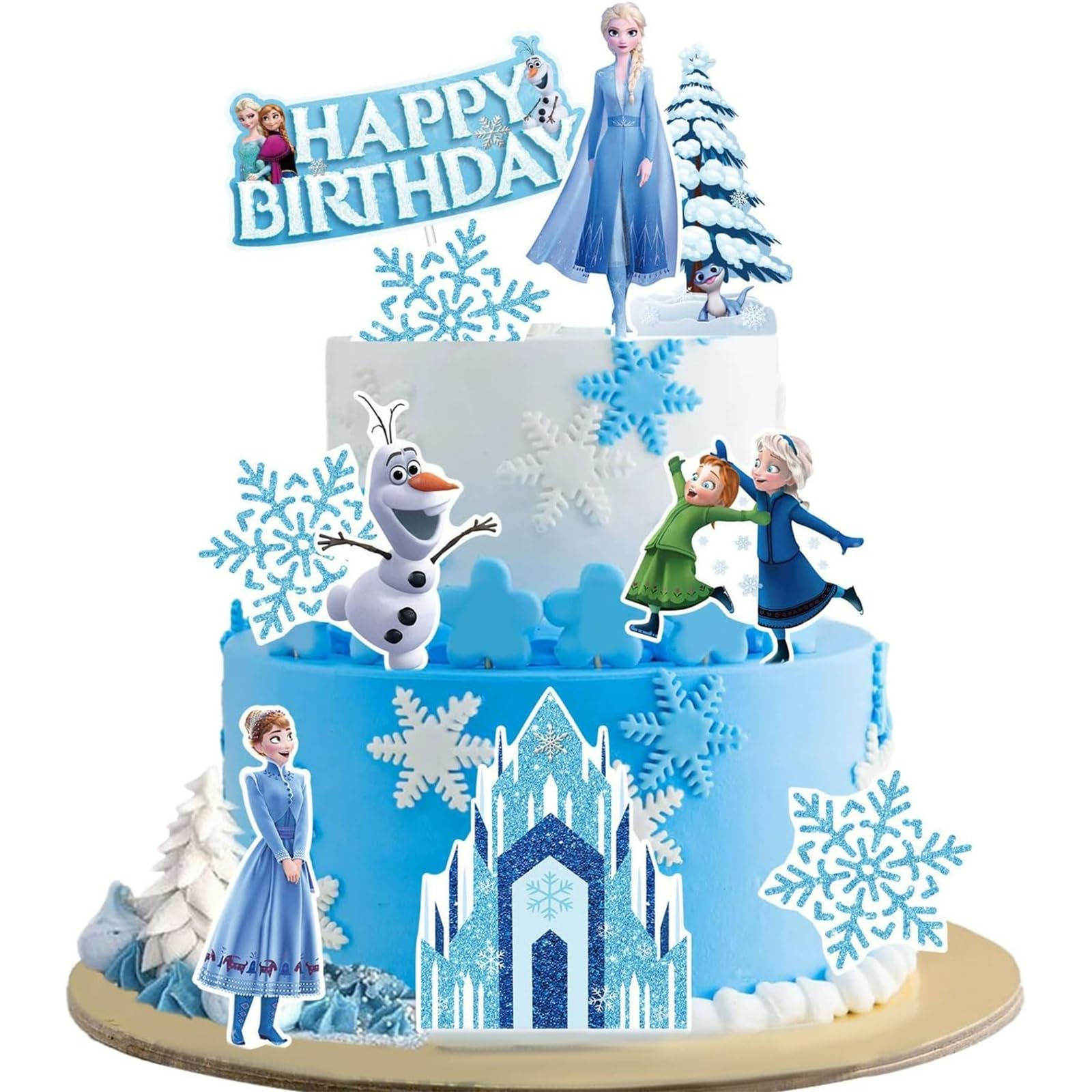 Photo 1 of 10 Pcs Cute Birthday Cake Toppers, Snow Theme Party Princess Cake Decorations, Cake Decorations Suitable for any Occasion, Turning your Cake into the Centerpiece