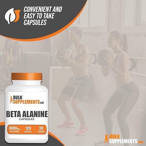 Miniatura 6 de BULKSUPPLEMENTS.COM Cápsulas de beta alanina - Suplemento de beta alanina, píldoras de beta alanina, beta alanina 3000 mg - Sin gluten, 4 cápsulas
