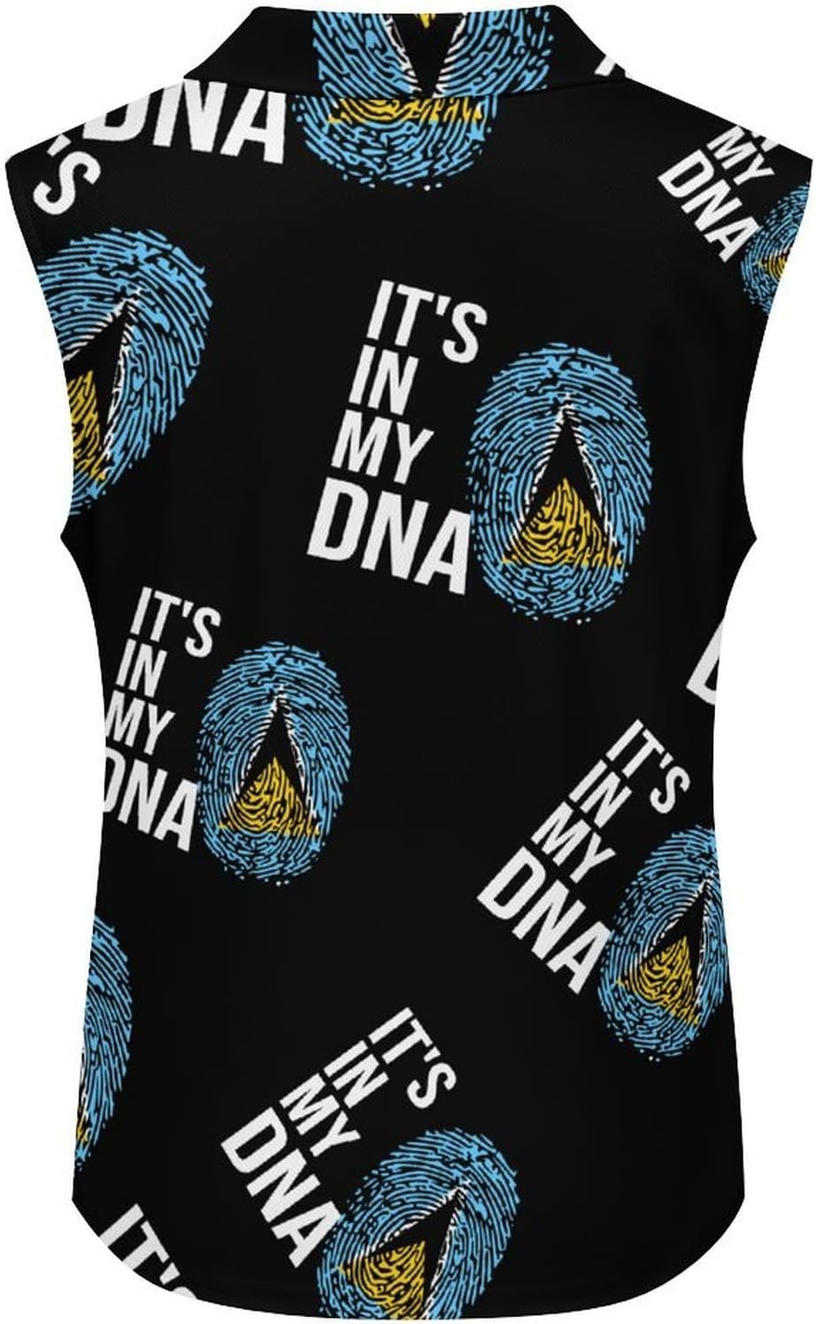 It's in My DNA Saint Lucia Flag Womens Golf Shirts Sleeveless Polo Shirts Collared Tank Tops
