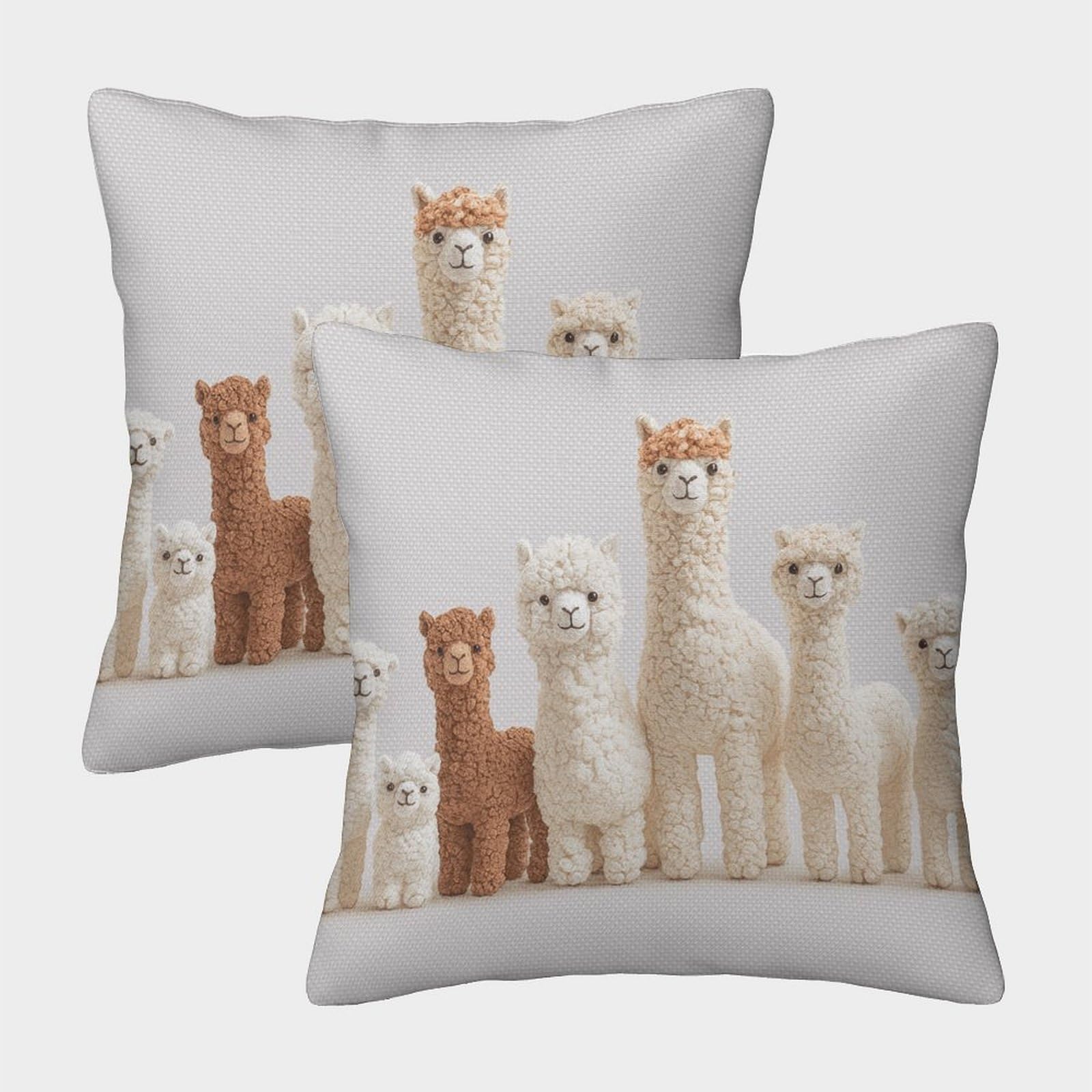 Alpaca Plush Toys—Soft Cuddly Style Pillow Covers 2 Pack Cozy Pillowcases Art Cushion Covers with Invisible Zipper Decorative for Couch Livingroom 40x40cm