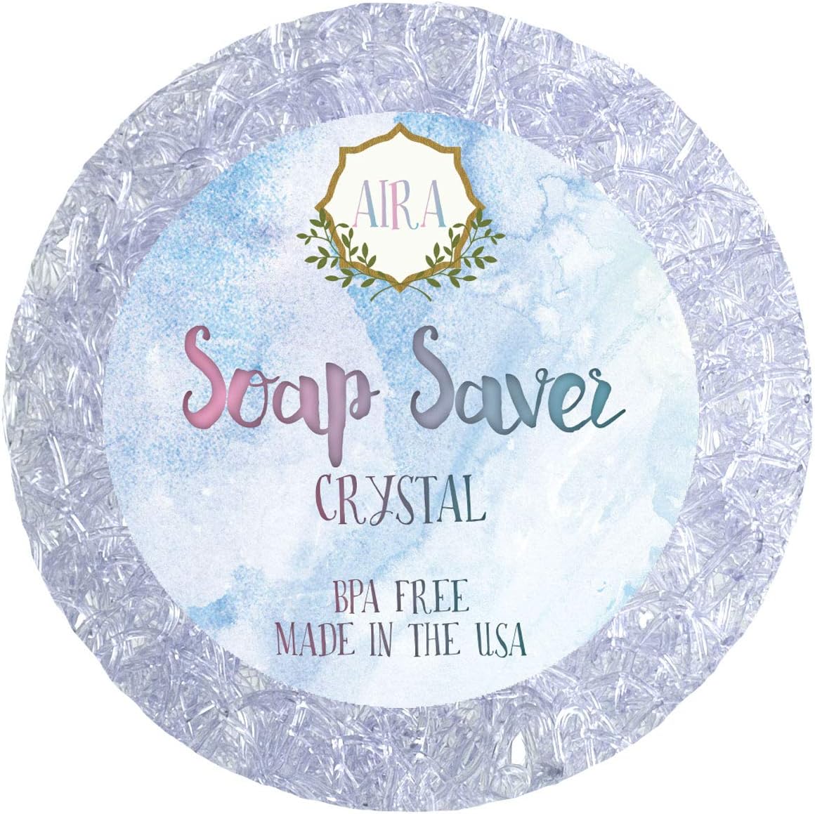 Aira Soap Saver - Dish & Holder Accessory - BPA Free Shower & Bath Holder - Drains Water, Circulates Air, Extends Life - Fits All Dish Sets - Round Crystal - 2 Pack