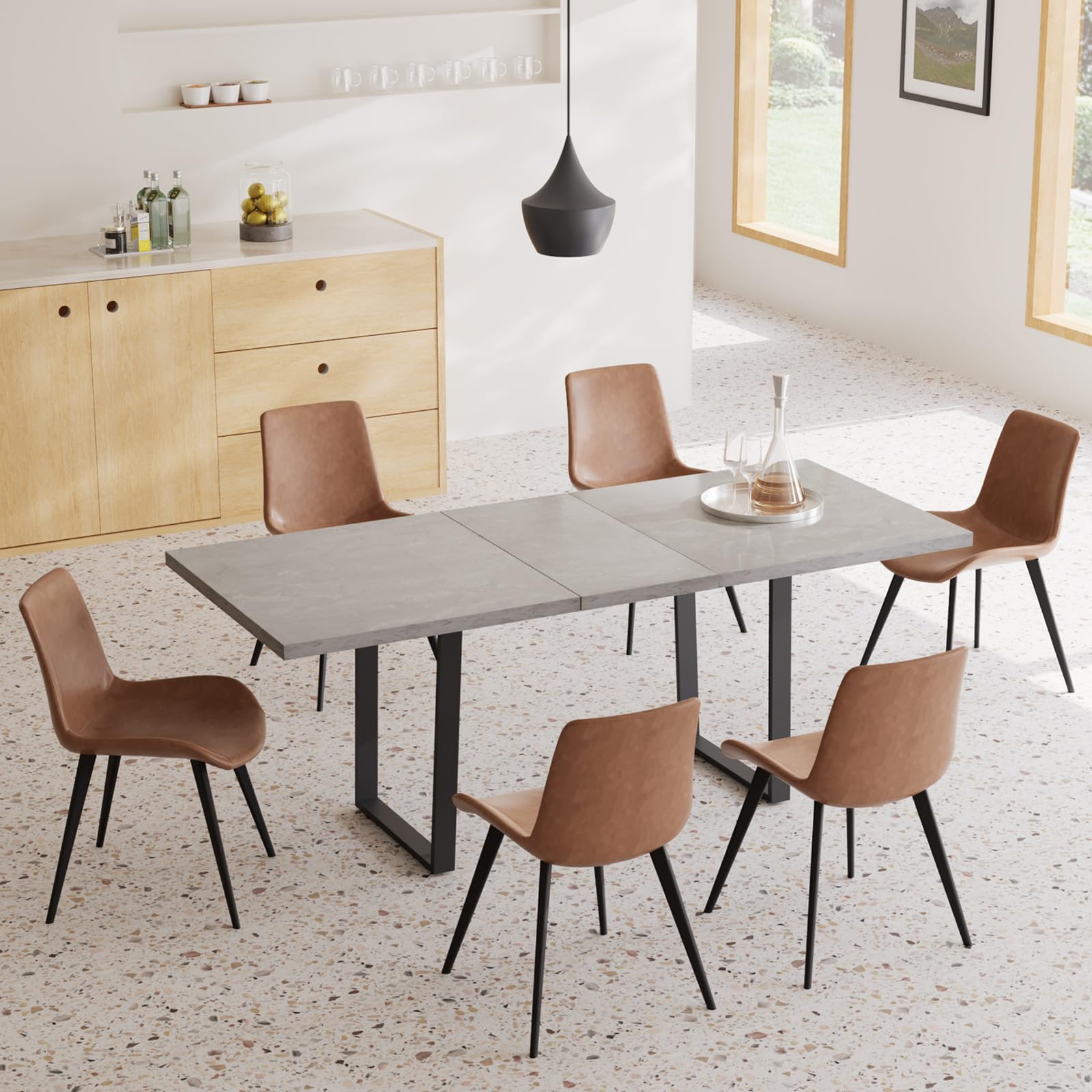 MOOSE Wood table「ko-patan kai」 Amazon.com - ZckyCine Modern Wooden Dining Table Set 6