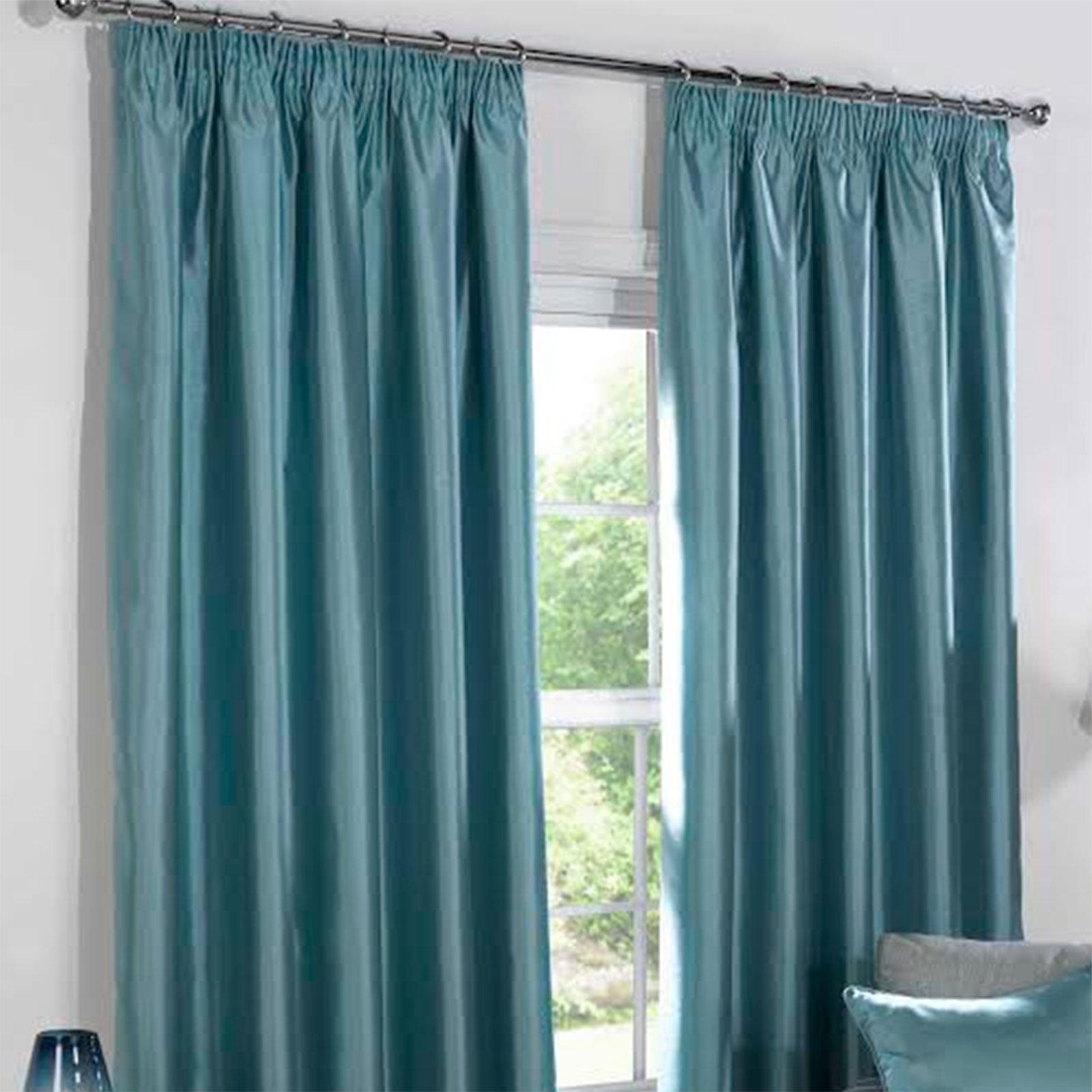 Rapport Blackout Eyelet Curtains, Blue, 66x54 inches