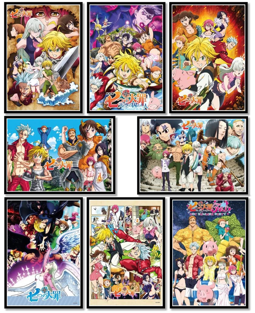 ePanda The Seven Deadly Sins Posters Manga Aesthetic Wall Collage Kit Anime Pictures Art Print for Home Wall Decor,Set of 8 pcs,11.5x16.5 inches
