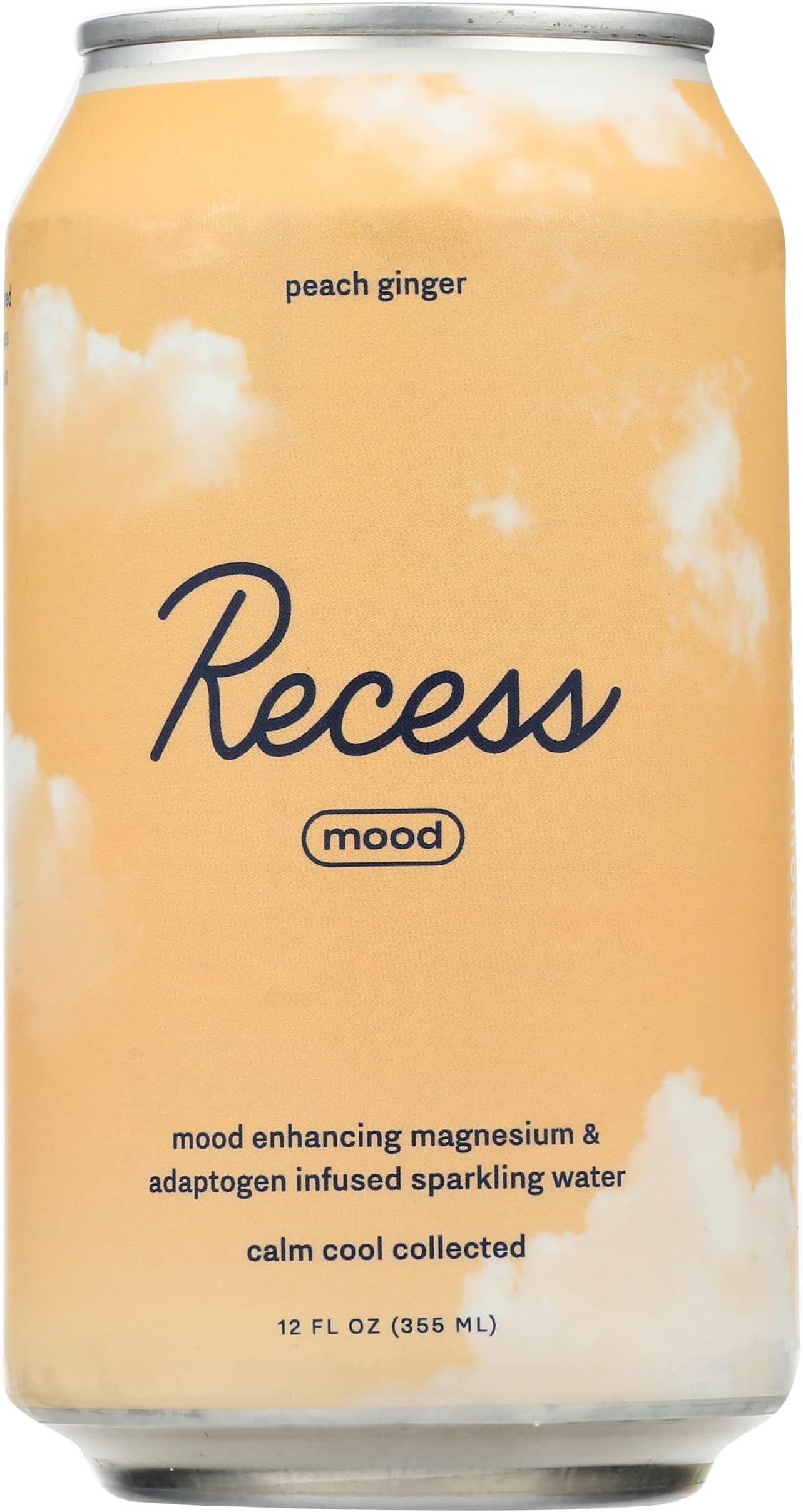 Recess Peach Ginger Sparkling Water 12oz, (12 Pack)