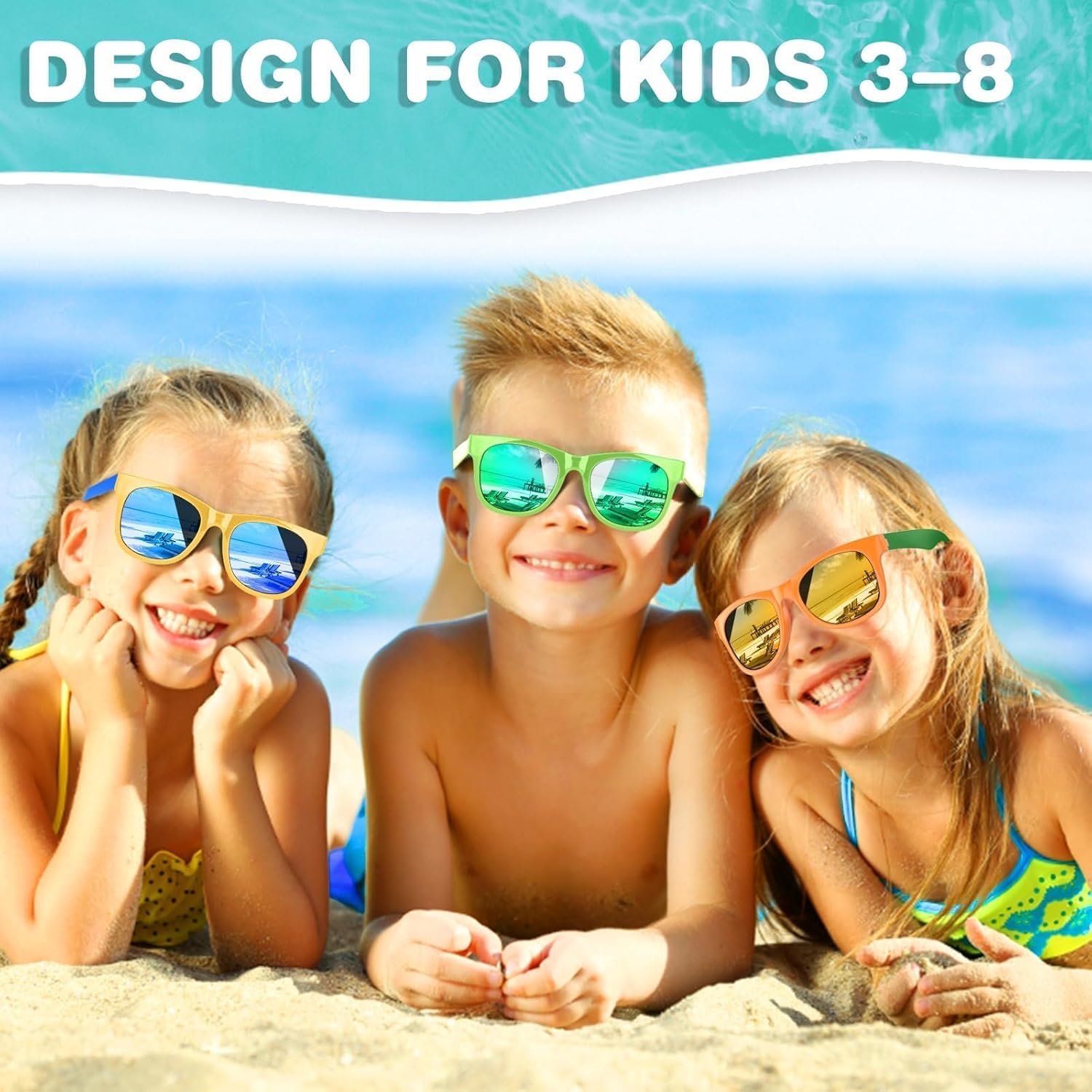 48 Pack Kid Sunglasses Bulk for Luau Party Favors, 16 Colors Neon Sunglasses with UV400 Protection, Gift for Classroom, School Prizes Goody Bag Stuffer, Kid Birthday, Beach, Summer Pool Party Supplies - Image 5